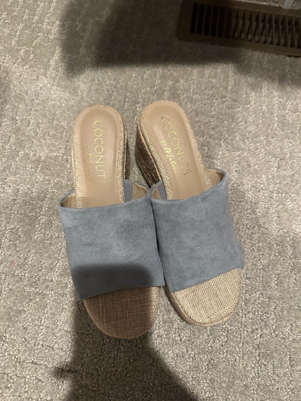 Coconuts by Matisse Blue Suede Espadrille Wedge Mules